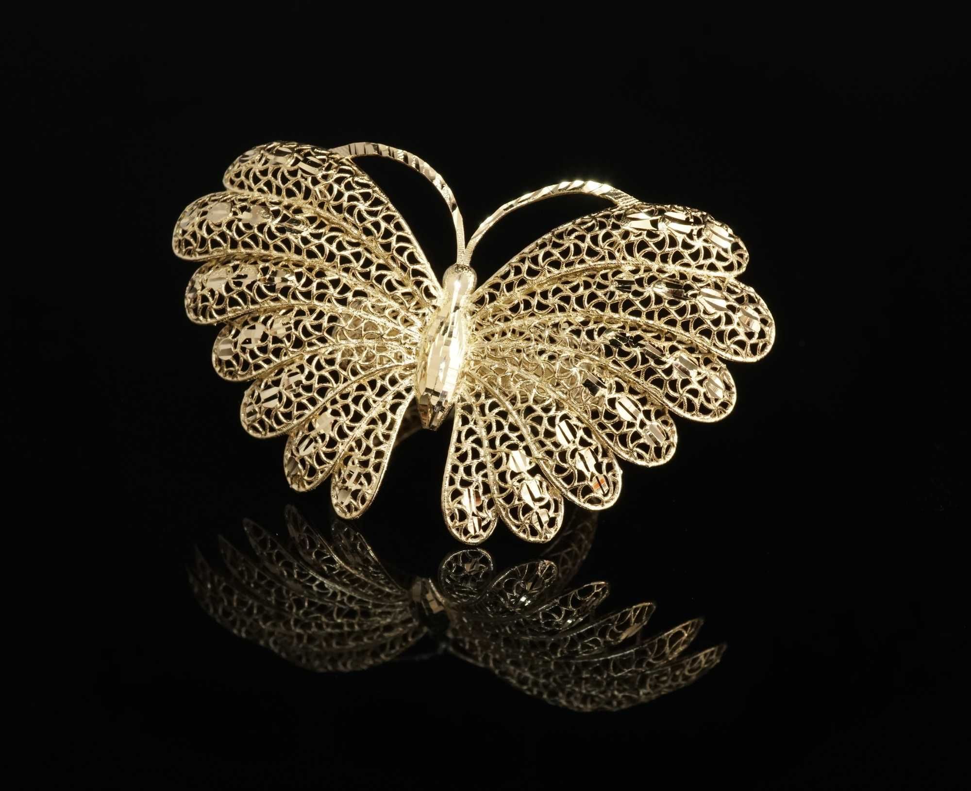 Złoto 585 - złoty pierścionek Motylek ażurowy Rozm 18