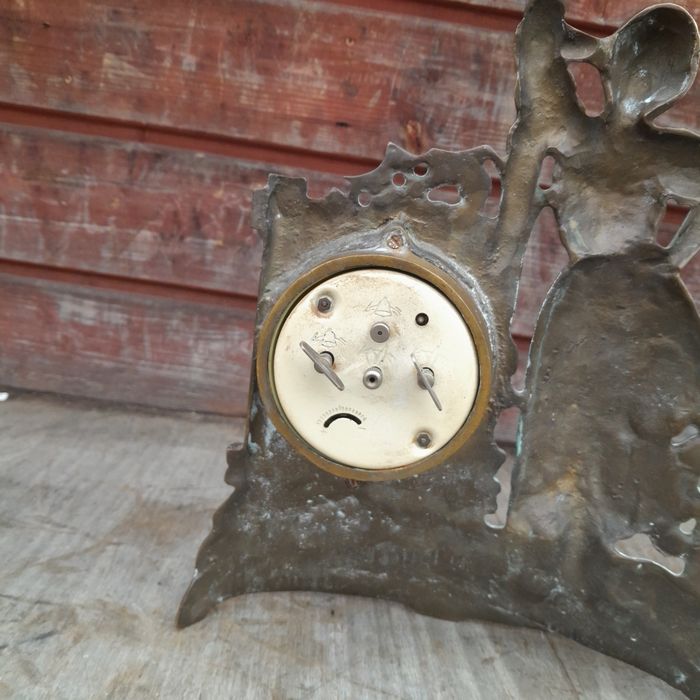 Piękny zegar mosiężny kominkowy