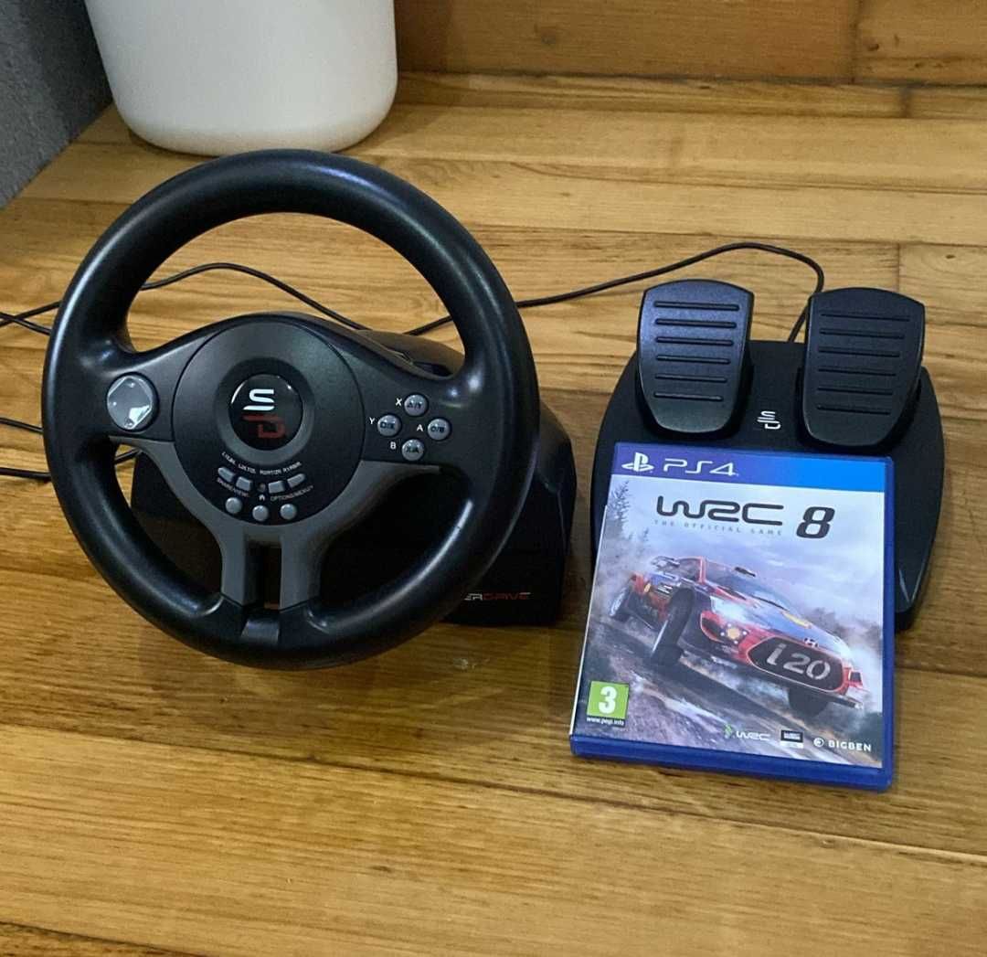 PlayStation 4 impecável com volante e pedais, comando e jogos