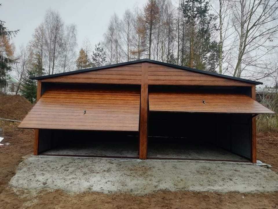 Garaż drewnopodobny 6x5, 6x6, garaże blaszane profil zamknięty, wiaty