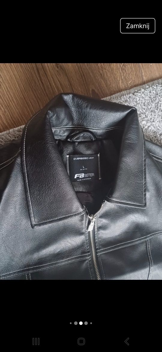 Czarna skórzana kurtka oversize vintage