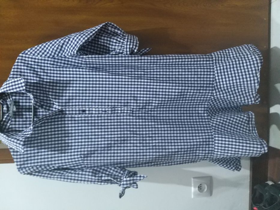 Sukienka szmizjerka kratka koszulowa oversize falbanka lato