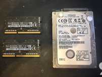 Pamięć RAM 2x2gb DDR3L Sodimm i HDD Hitachi 320gb