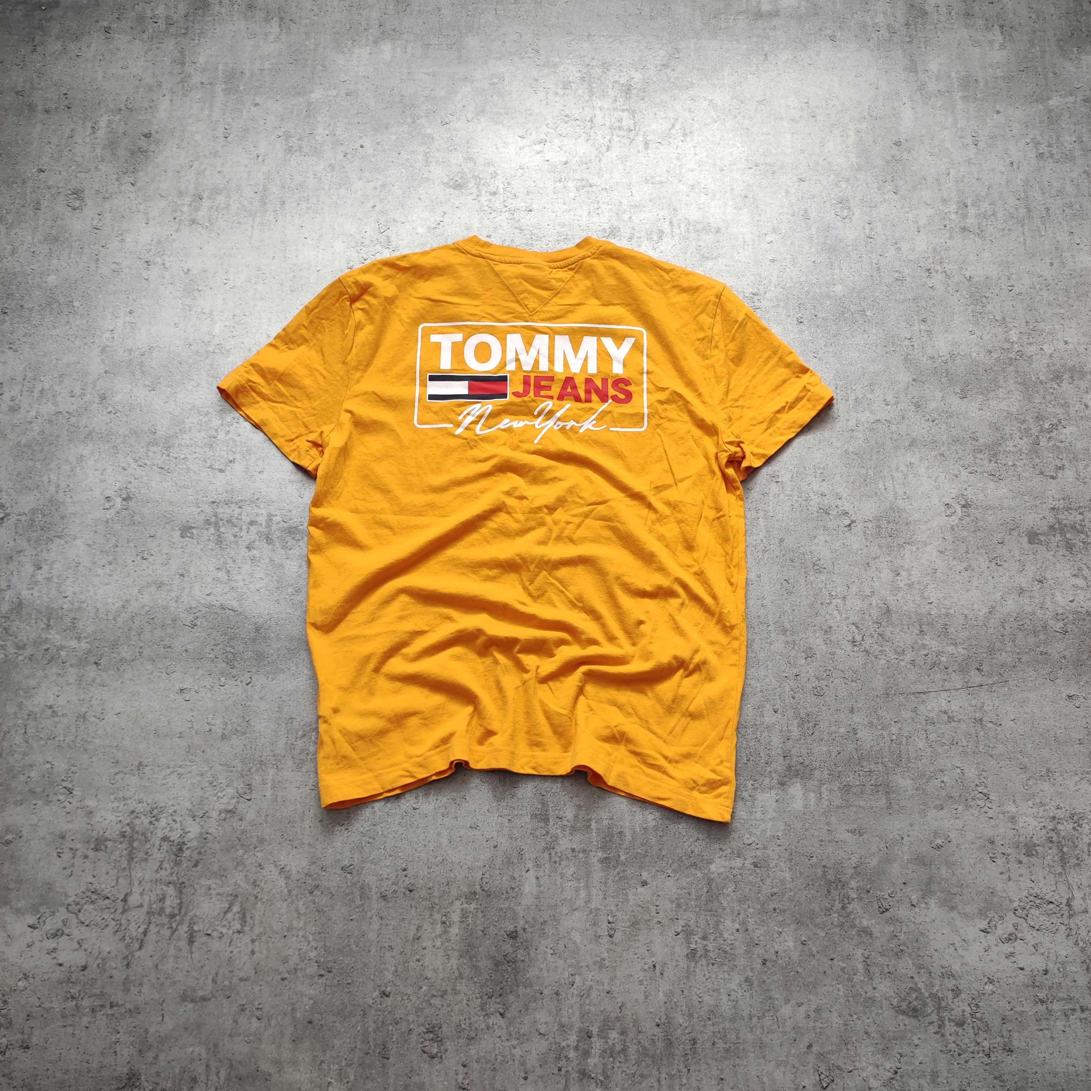 MĘSKA PREMIUM Koszulka Bawełna duże Logo Plecy Tommy Hilfiger Jeans