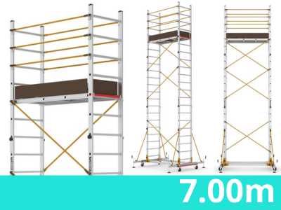 Rusztowanie Aluminiowe jezdne mobilne 7m + koła+podpory ( KOMPLET )