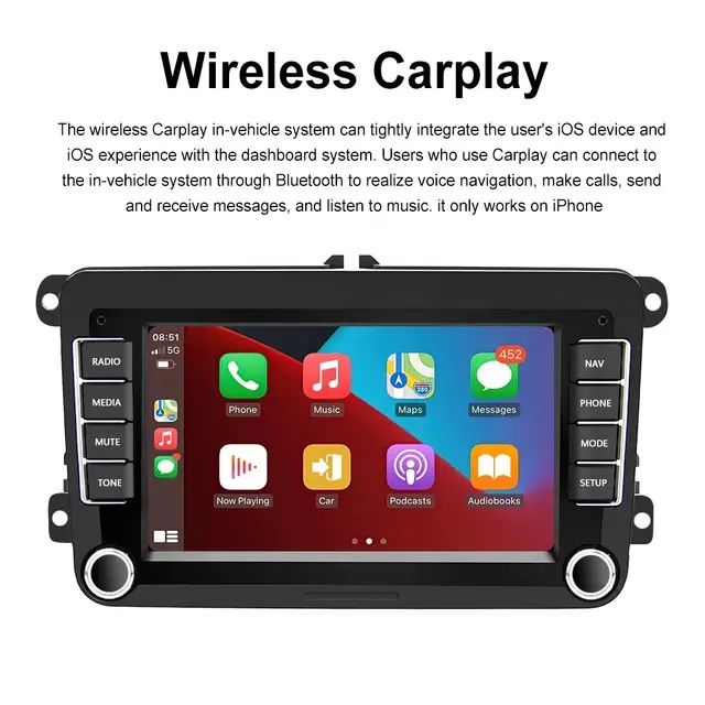 Rádio android 7" Volkswagen Skoda Seat 2/64GB Carplay WiFi CANBUS NOVO