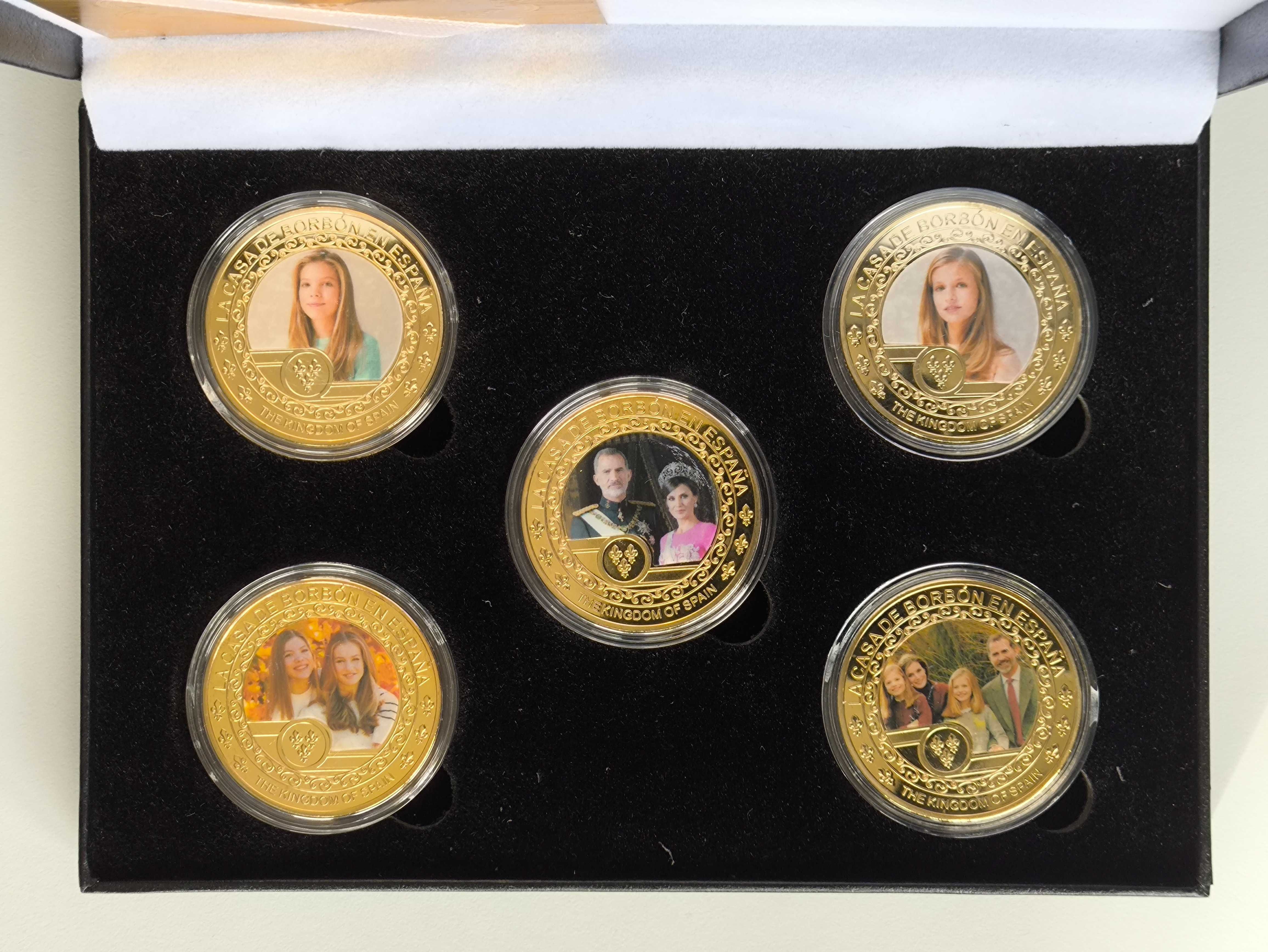 Conjunto de moedas comemorativas da família real Espanha