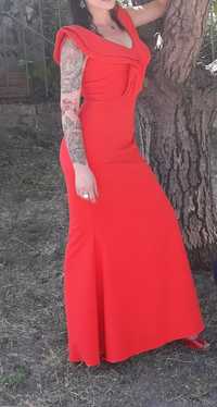 Платье в пол S красное
