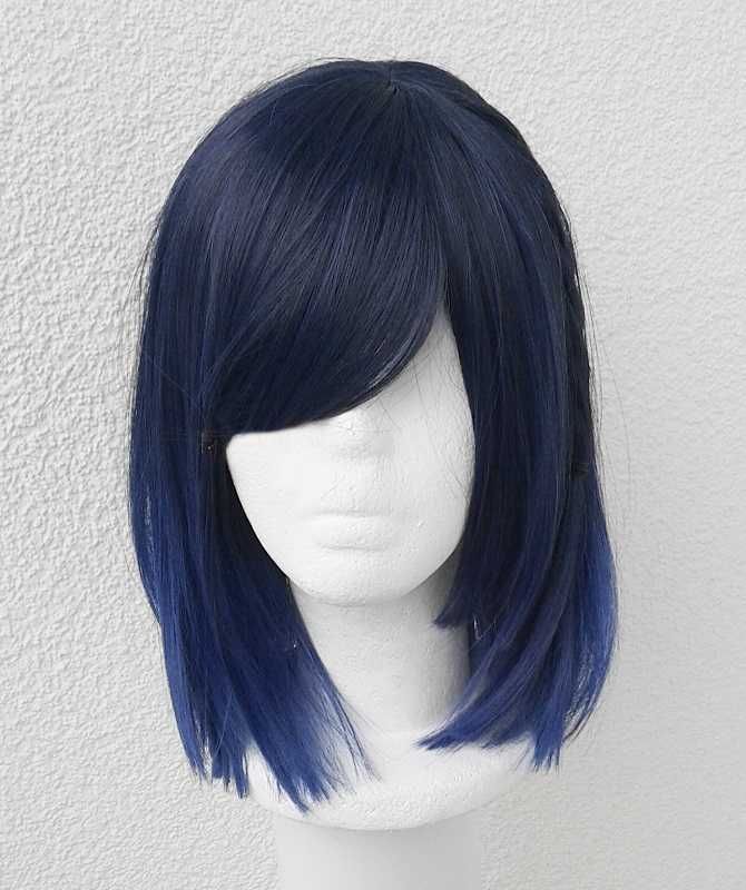 Yelan Genshin Impact krótka niebieska grantowa peruka cosplay wig