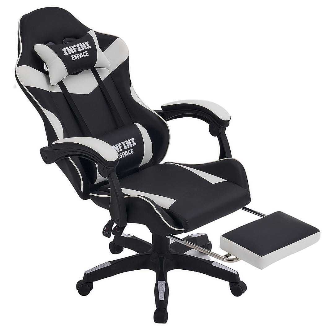Fotel Gamingowy z podnóżkiem INFINI ESPACE White