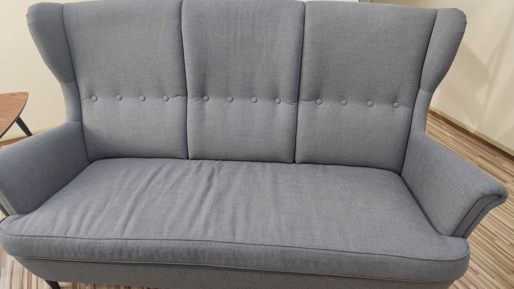 IKEA STRANDMON Sofa 3-osobowa Nordvalla ciemnoszar