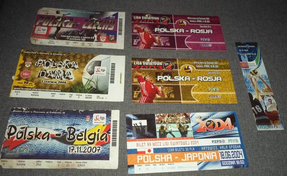 Polska  Bilet wstępu na mecz piłka nożna siatkówka 21 sztuk