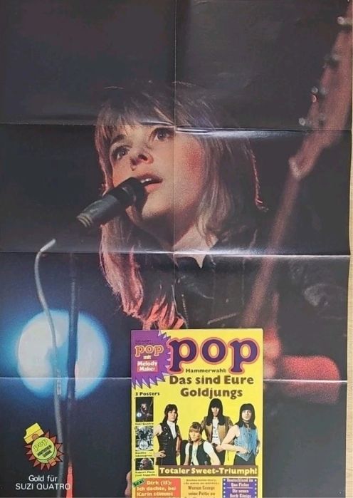 POP  2/1975 + Poster Suzi Quatro. Редкий немецкий музыкальный журнал.
