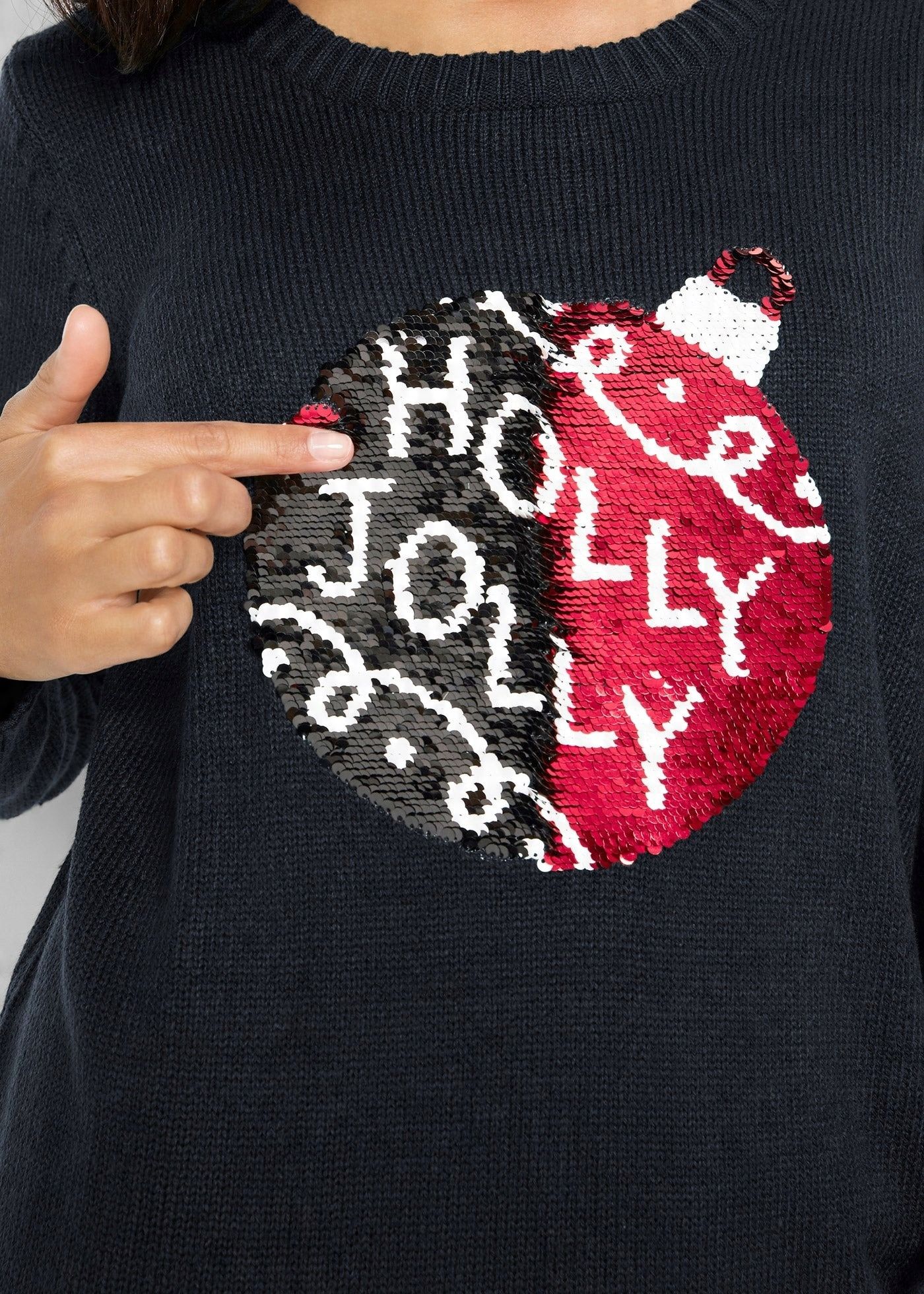 B.P.C sweter ciemnozielony świąteczny z przekręcanymi cekinami r.40/42