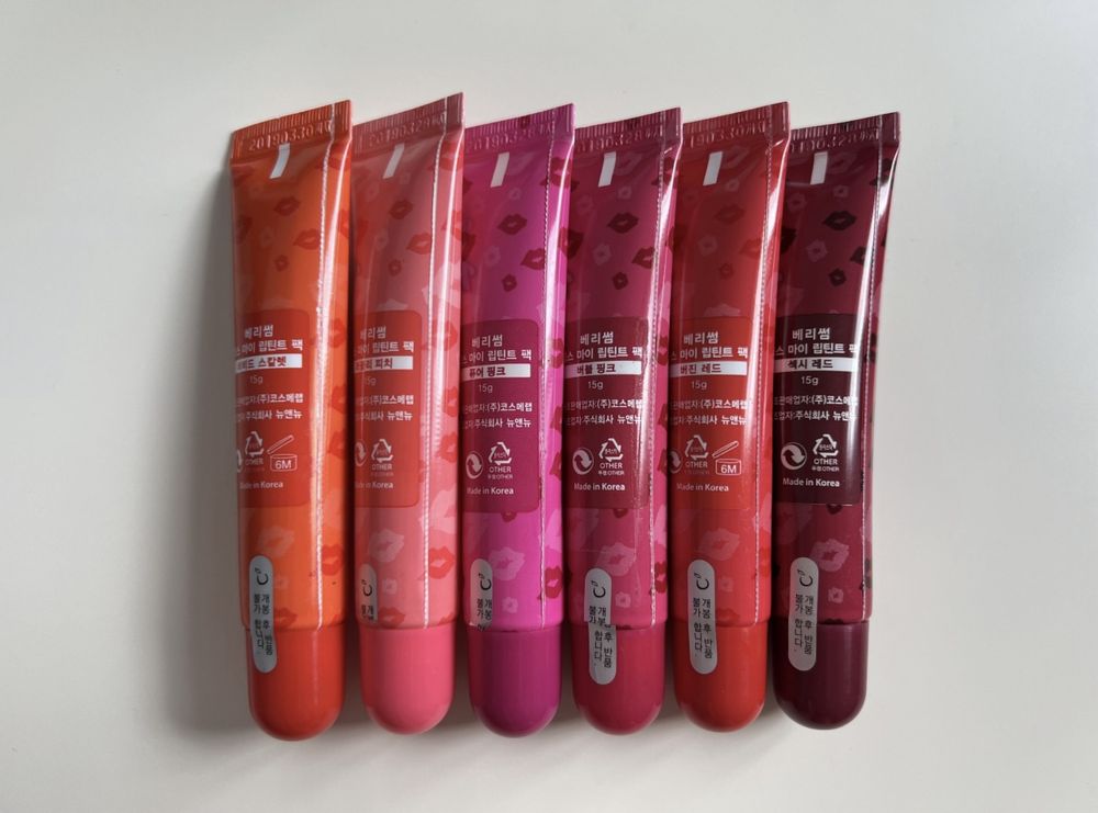Berrisom Oops! My Lip Tint Paek 6 szt. koreański tint do ust peel-off