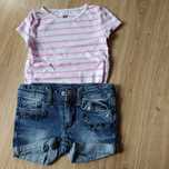 71-> komplet lato t-shirt koszulka szorty r98/104 2-4Y H&M jeansy KOT