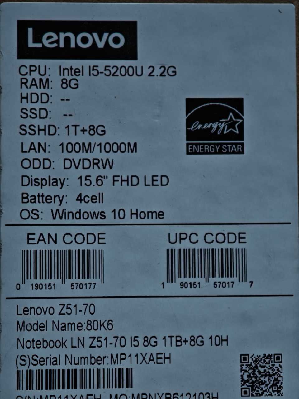 Laptop komputer Lenovo Z51-70 15,6 FHD Intel I5 SSHD 1T+ 8G DVDRW