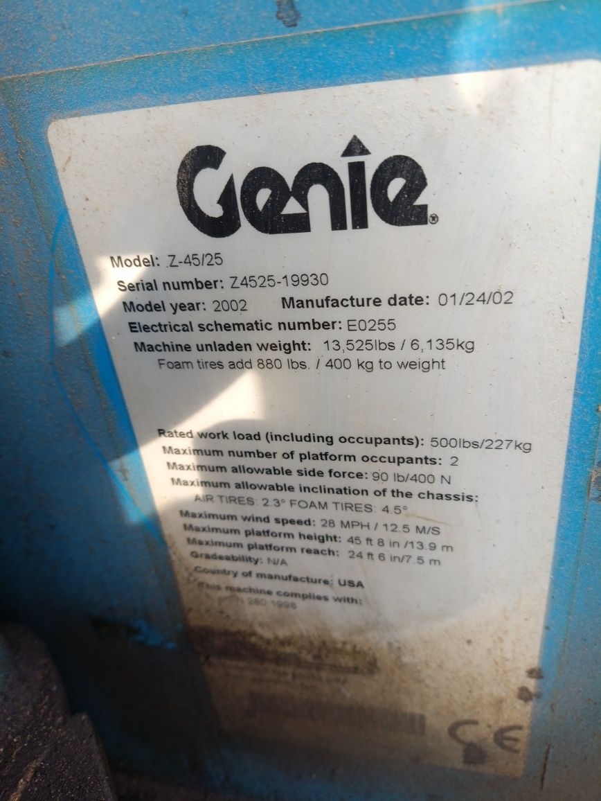 Genie z 45/25 zwyżka podnośnik koszowy