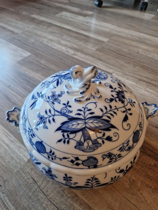 Waza do zupy terryna królewska Miśnia kobaltowy wzór cebulowy