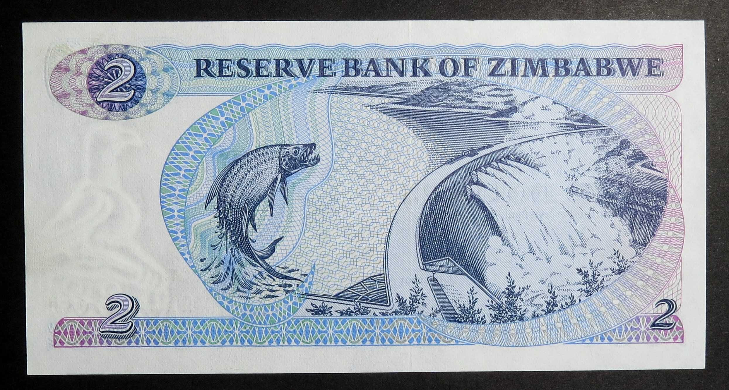 ZIMBABWE - Nota 2 Dollars 1980 Prefixo AA Rodésia aUNC