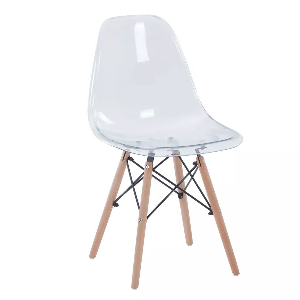Par de Cadeiras design transparentes - pernas em faia, tirantes em aço