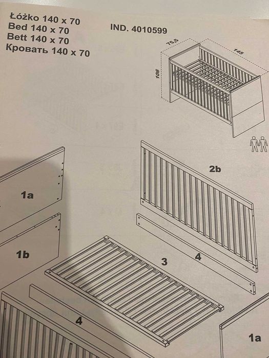 Łóżeczko 2 w 1 VOX Young Users 145 x 75 wraz z materacem i szufladą
