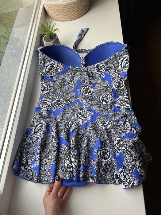 Батал суцільний купальник спільний злитний зі спідницею утяжкою