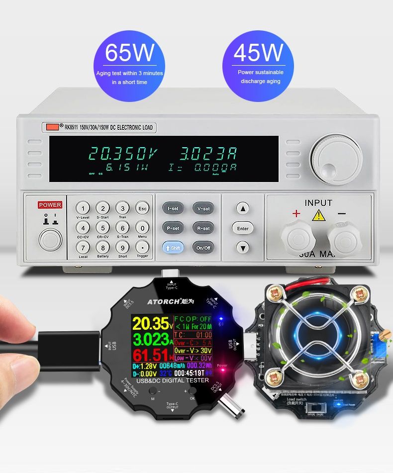 USB электронная нагрузка Atorch до 65W для аккумулятора кабеля зарядки