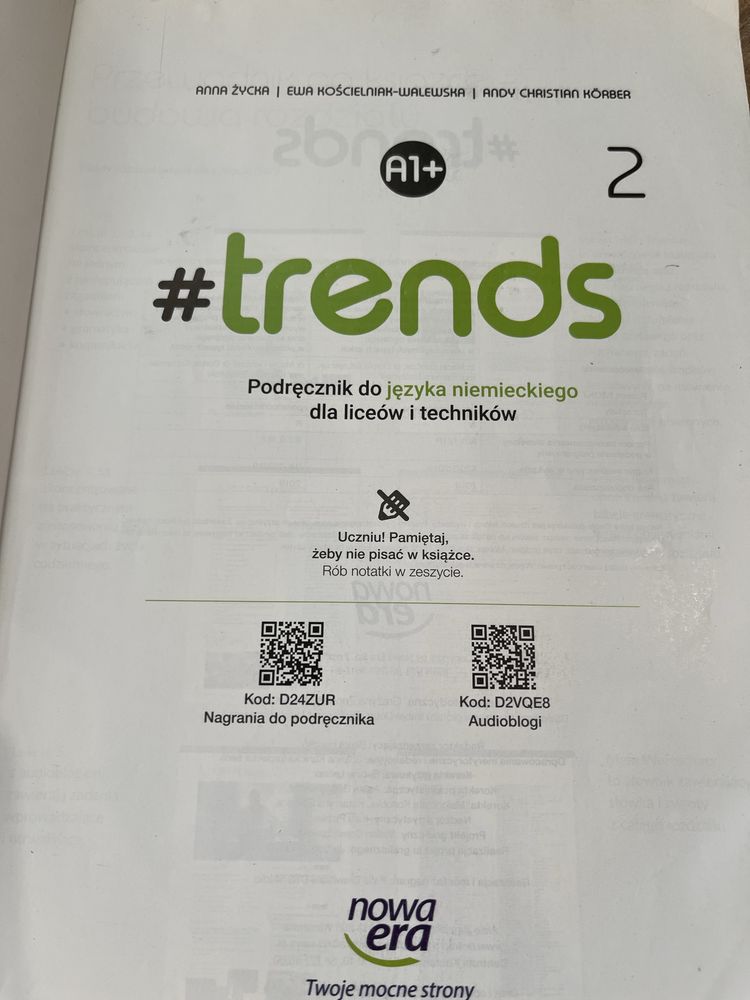 Język niemiecki trends 2   A1+  liceum i technikum