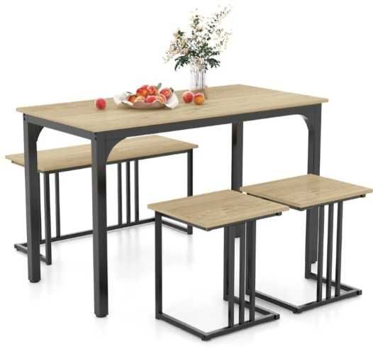 Zestaw mebli stół 120x60x75+ 2 stołki + ławka