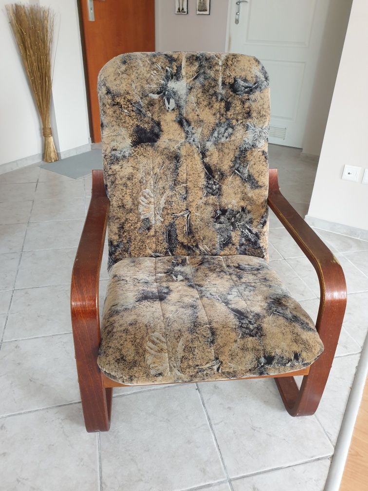 Fotel bujany vintage Finka, fotel do salonu lata 80/90