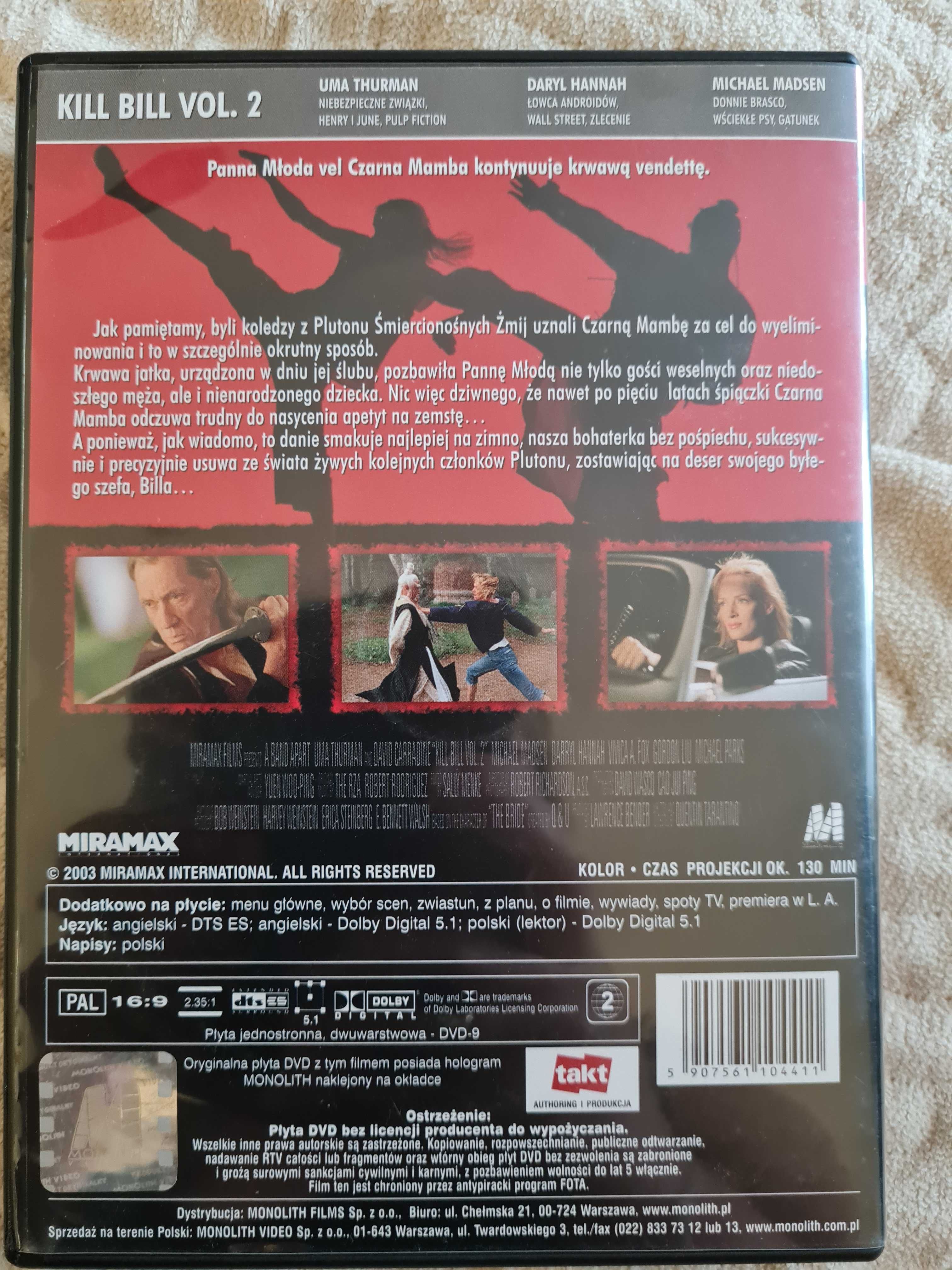 Kill Bill cz. 1 i 2 płyty DVD