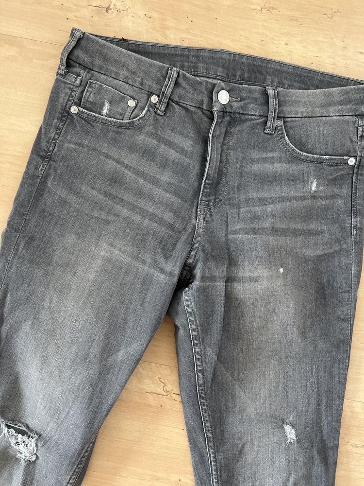 Spodnie jeansowe szare h&m 30/30 skinny regular