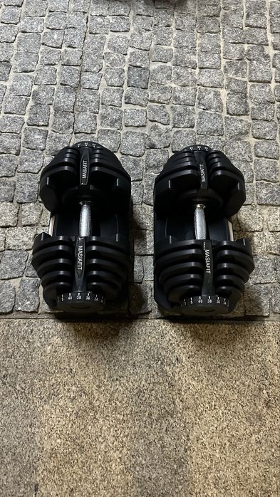 Halteres ajustáveis 40kg + banco inclinável