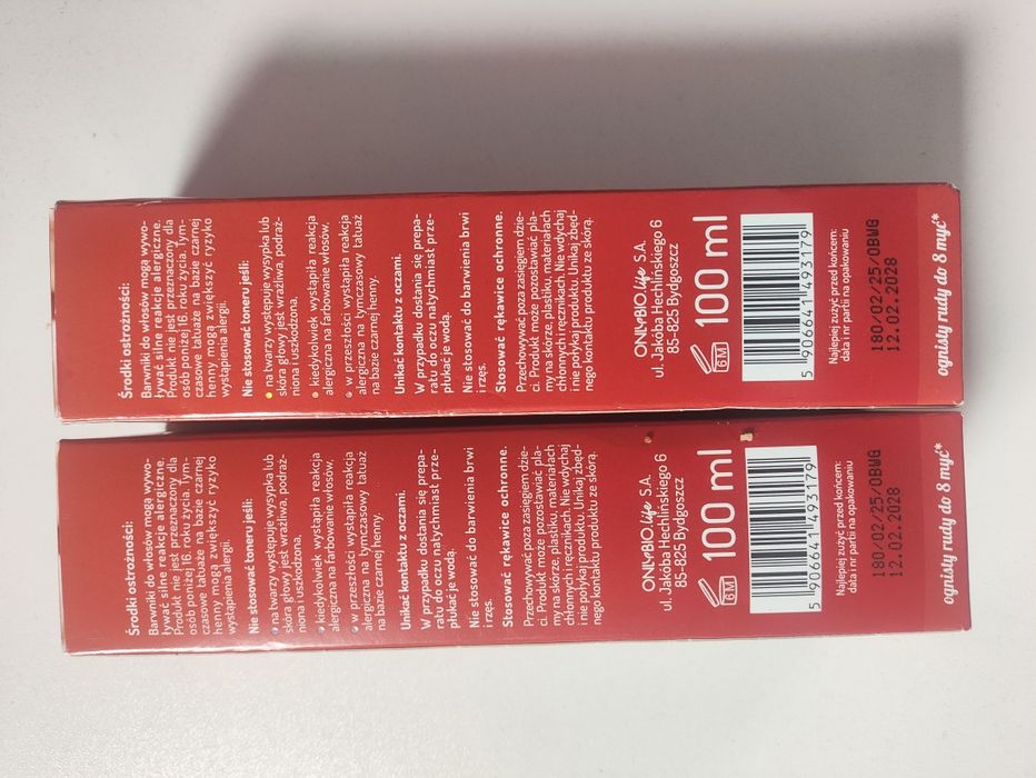 Toner do włosów onlybio kolor ognisty rudy