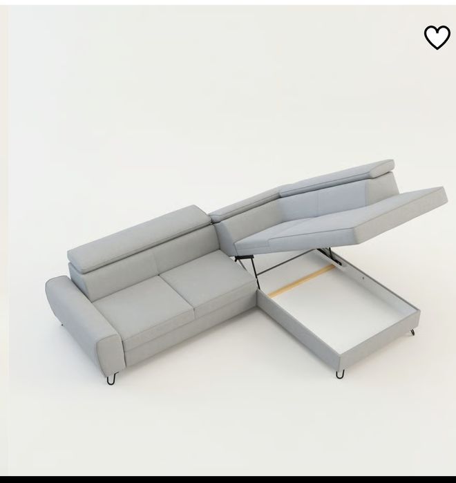 IDYLLA Narożnik z regulowanymi zagłówkami, jasnoszary