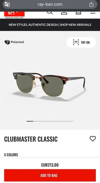 Ray-Ban ClubMaster Classic (Polido Tortoise On Gold)