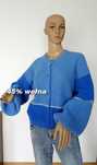 Uroczy wełniany sweter kardigan bufiaste rękawy  blue InWear