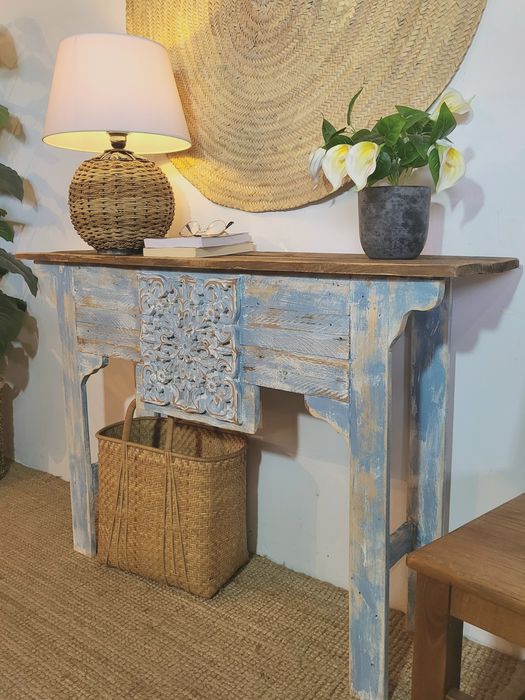 aparador, consola, mesa, apoio, talha, rustico