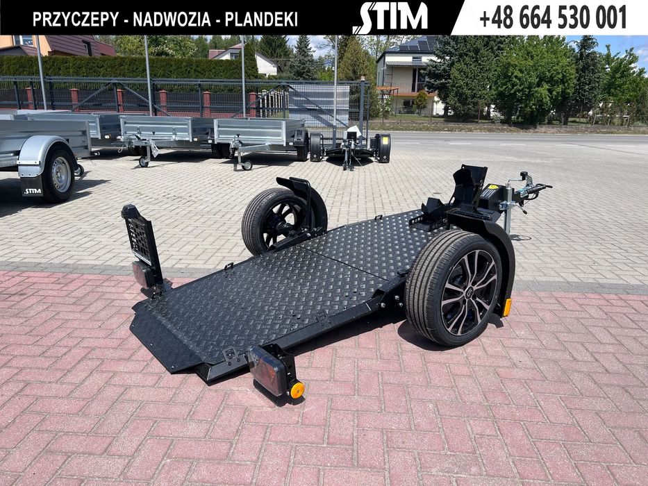 Lorries MT-1 Black Edition  Nowa przyczepa motocyklowa, DMC 750kg, felgi aluminiowe 15"