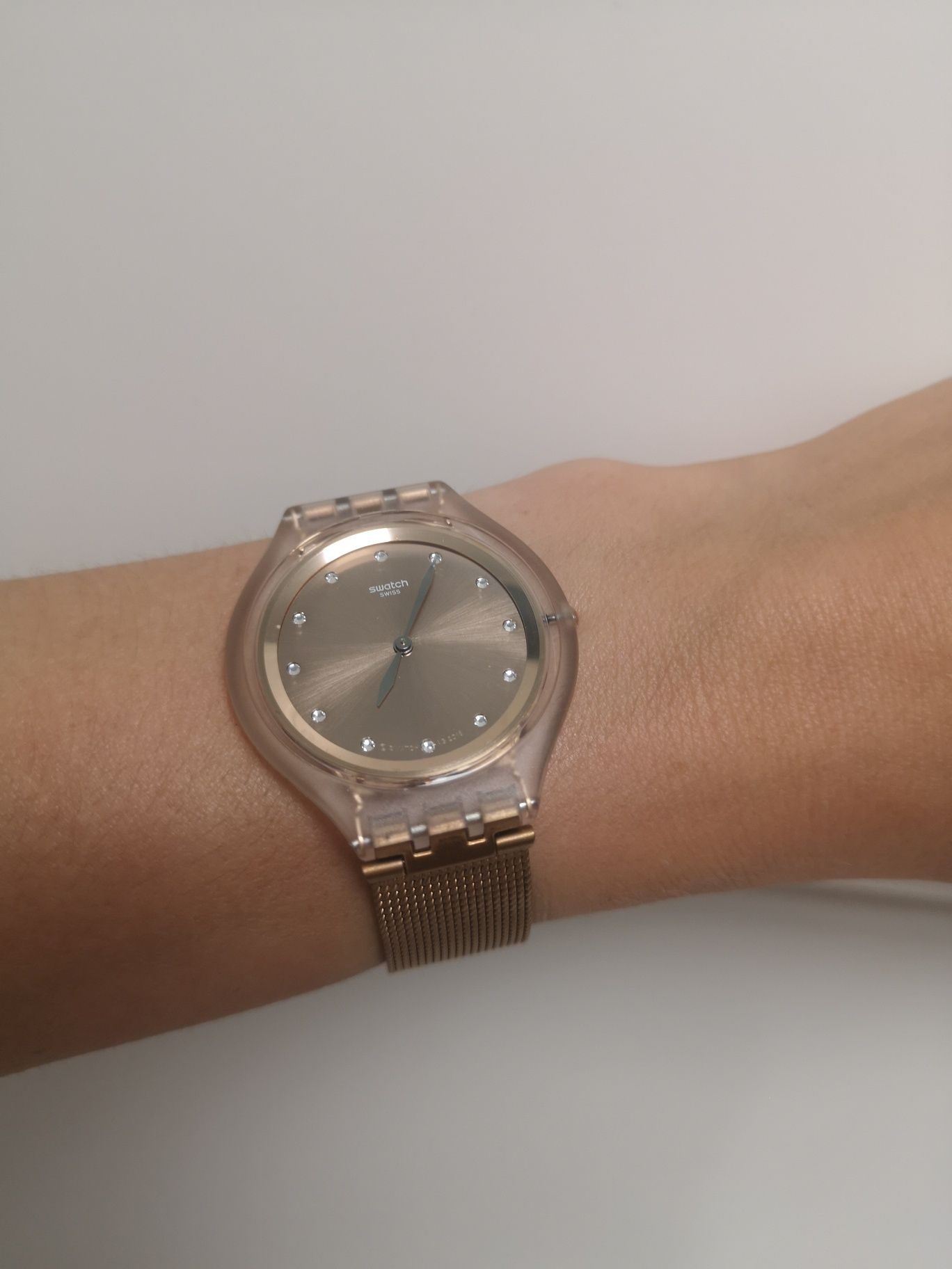 Zegarek swatch skin big stal miedziany różowe zloto