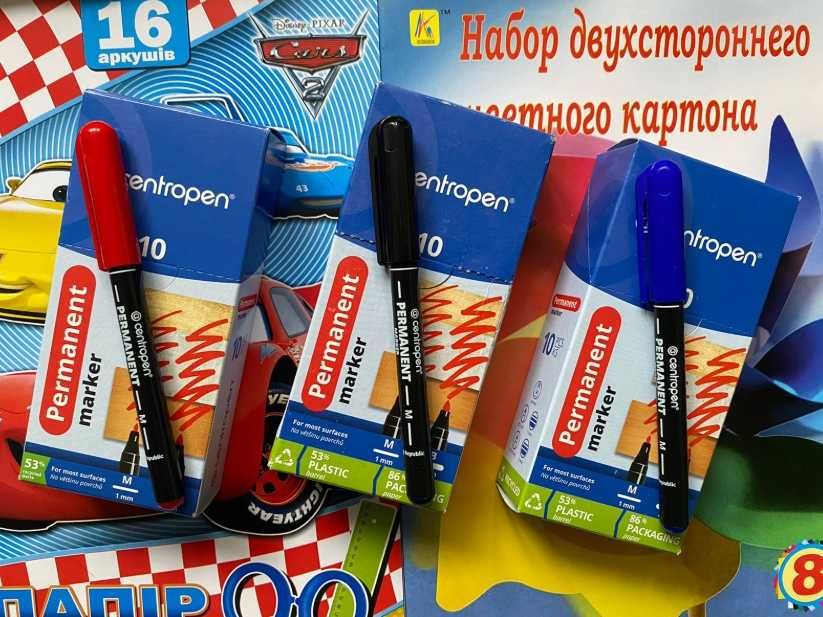 Маркер тонкий 2846 CENTROPEN - черный, синий, красный.