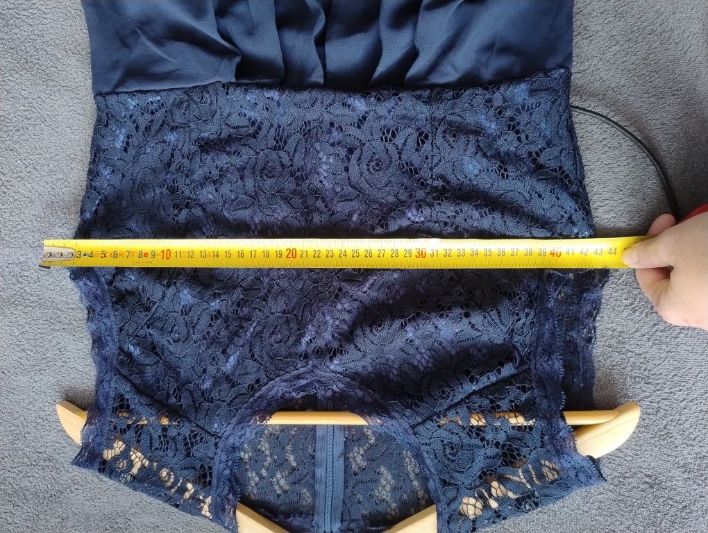 Sukienka wesele granatowa długa elegancka rozciągliwa XL/42