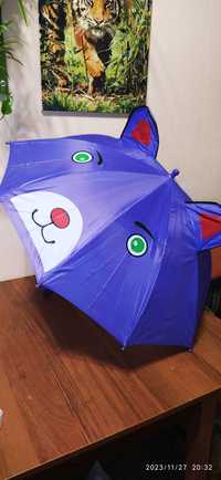 Зонт детский фиолетовый с ушками