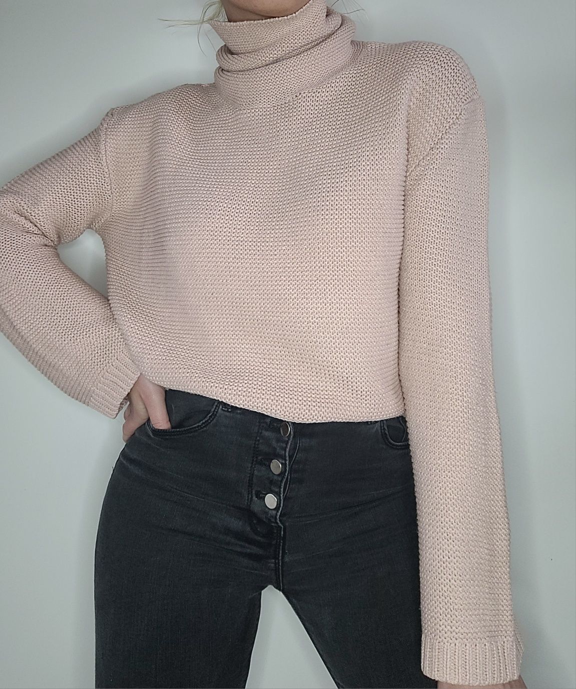 Gruby sweter z golfem oversize H&M