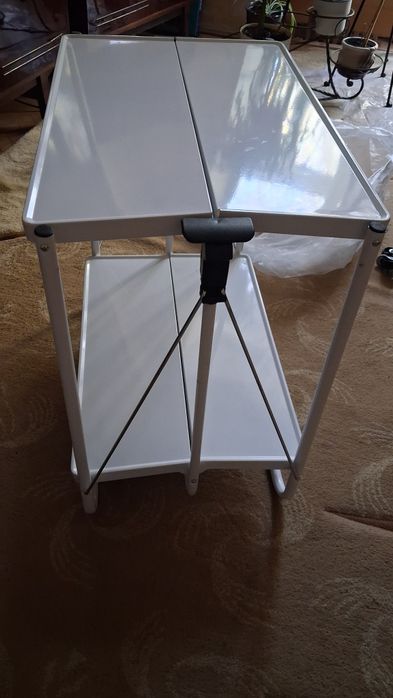 Металевий розкладний двоярусний столик