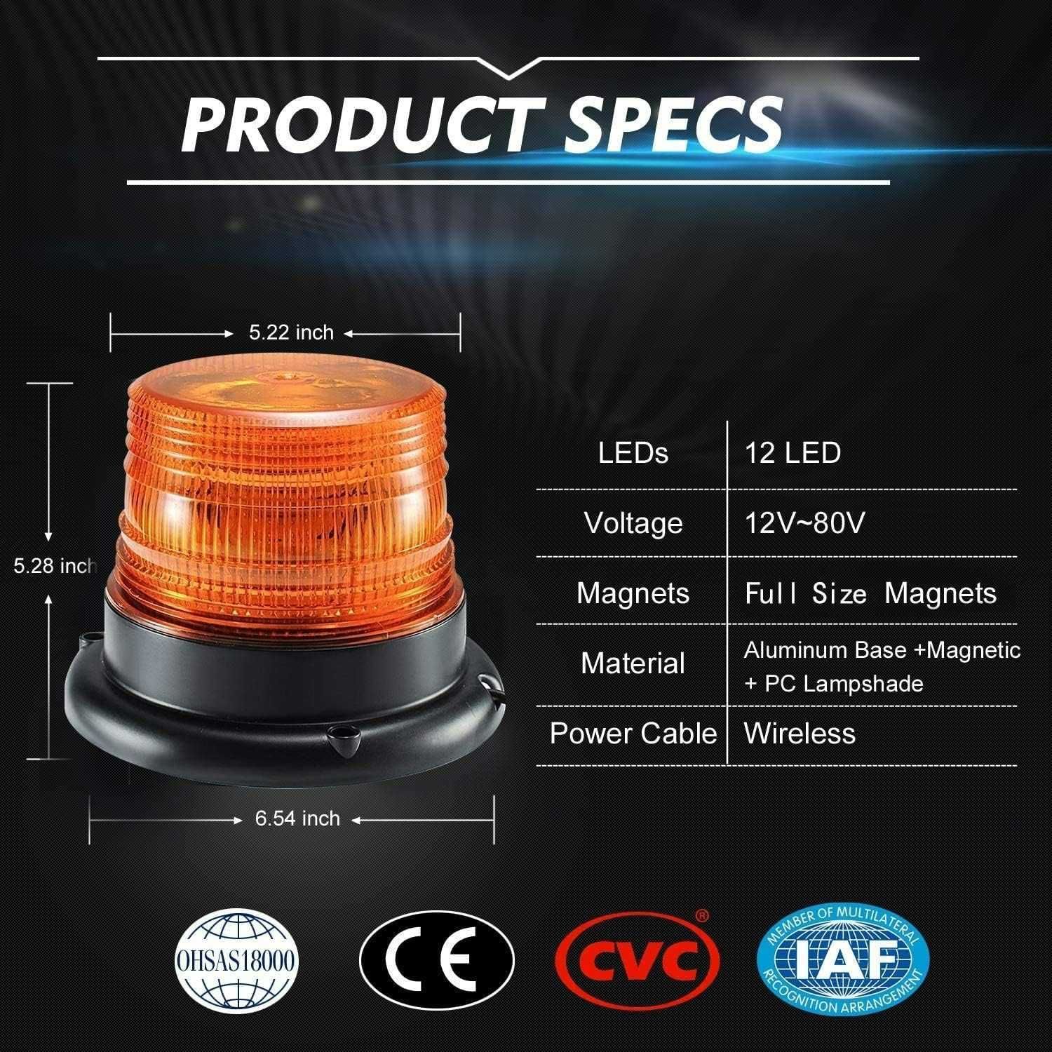 Lampa ostrzegawcza pomarańcz dioda LED 12V migające