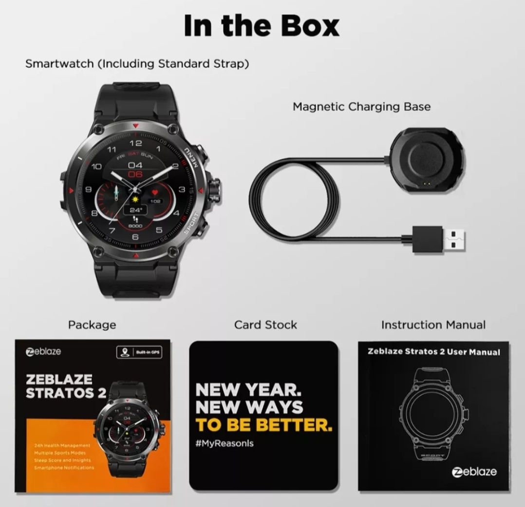 Умные Смарт часы Zeblaze Stratos 2 Amoled GPS 5 ATM новые в наличии