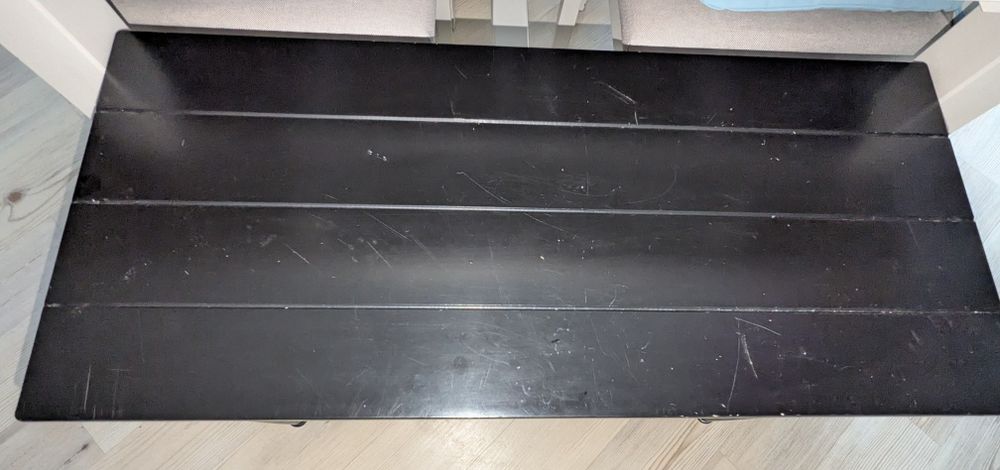 IKEA PINNIG – półka na buty z siedziskiem, czarna, metalowa, 79×35×52