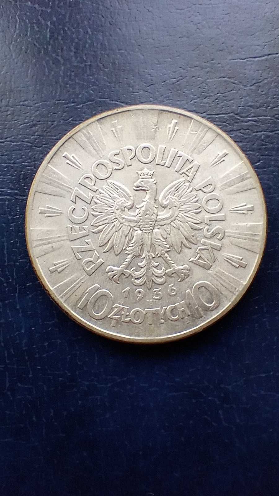 Stare monety 10 złotych 1936 Piłsudski 2RP srebro